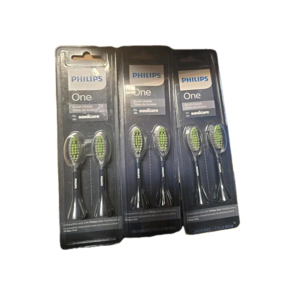 3x PHILIPS One Replacement Brush Head Black 2 Packs - Total 6 Heads New